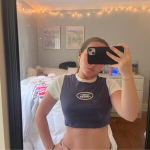 Pacsun Navy and white Land Rover crop top tee #croptop